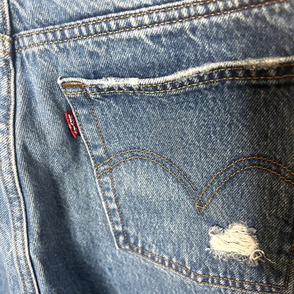 LEVI'S PREMIUM DENIM Women's 30 Wedgie Icon Ankle Jeans Distressed Denim Blue - Picture 11 of 16